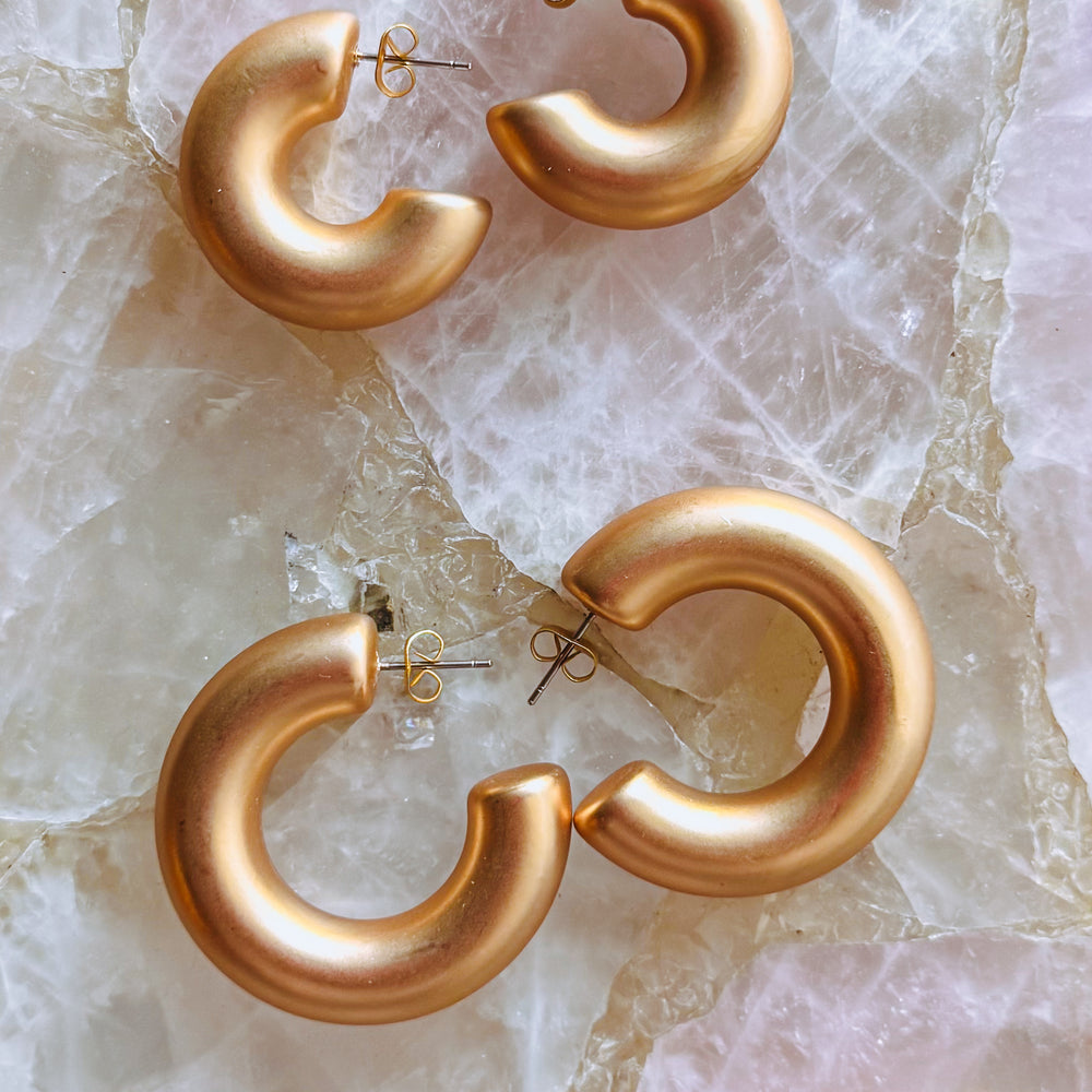 Small Matte Gold Hoop Earrings