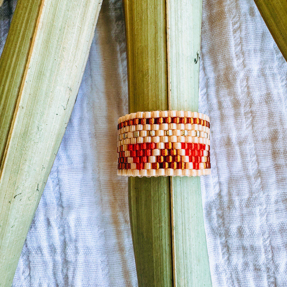 Lexie Beaded Adjustable Ring Brown