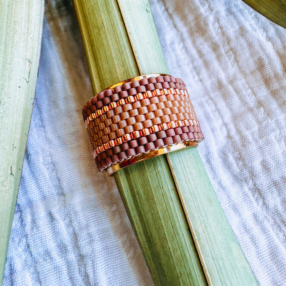 Lexie Beaded Adjustable Ring Mauve