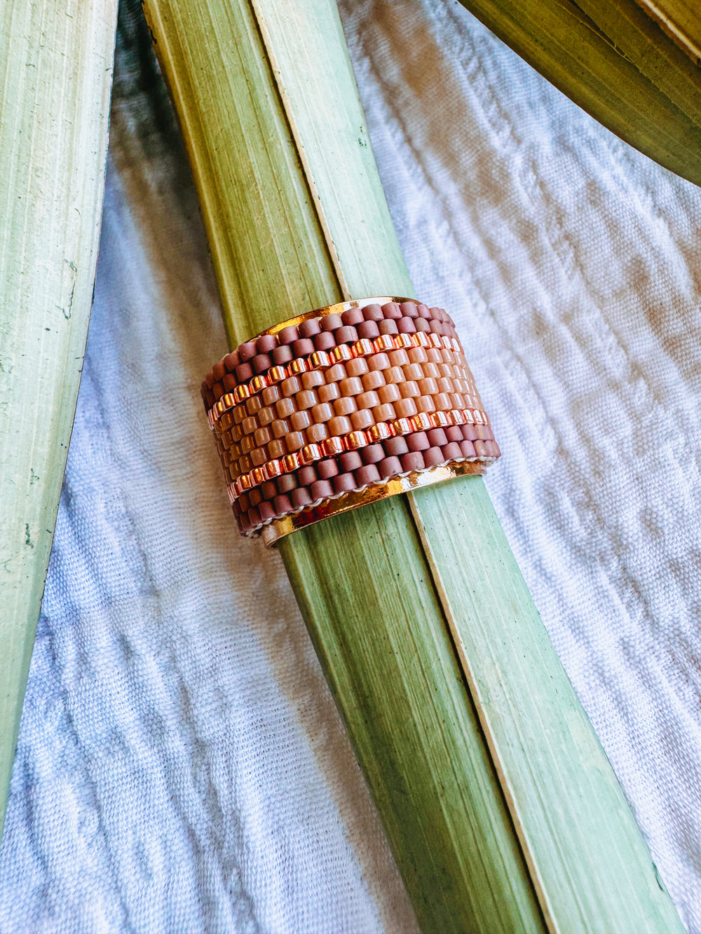 Lexie Beaded Adjustable Ring Mauve