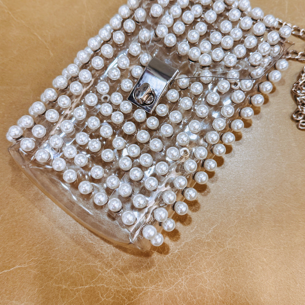 Silvia Pearls Clear Crossbody Bag