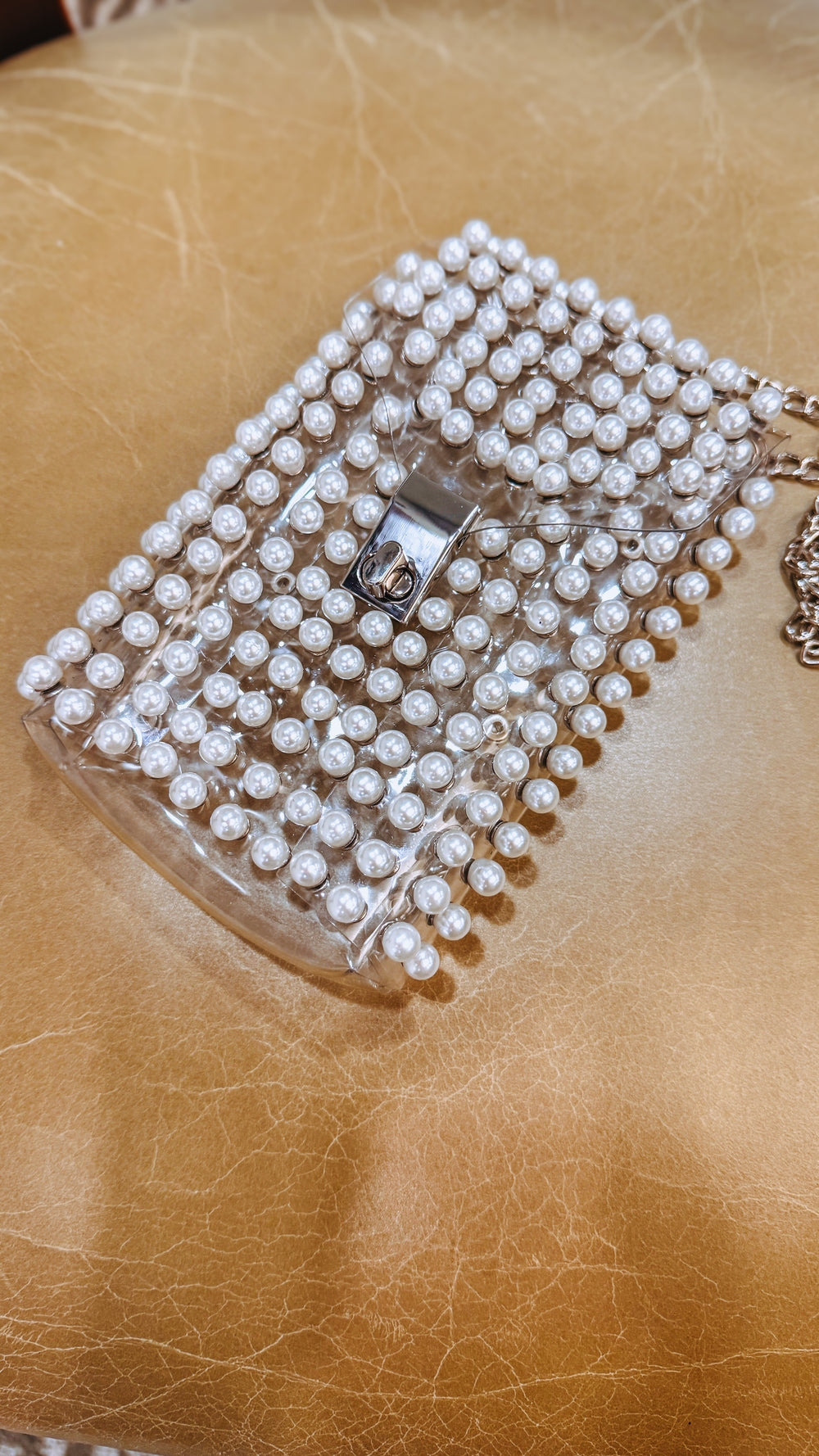 Silvia Pearls Clear Crossbody Bag