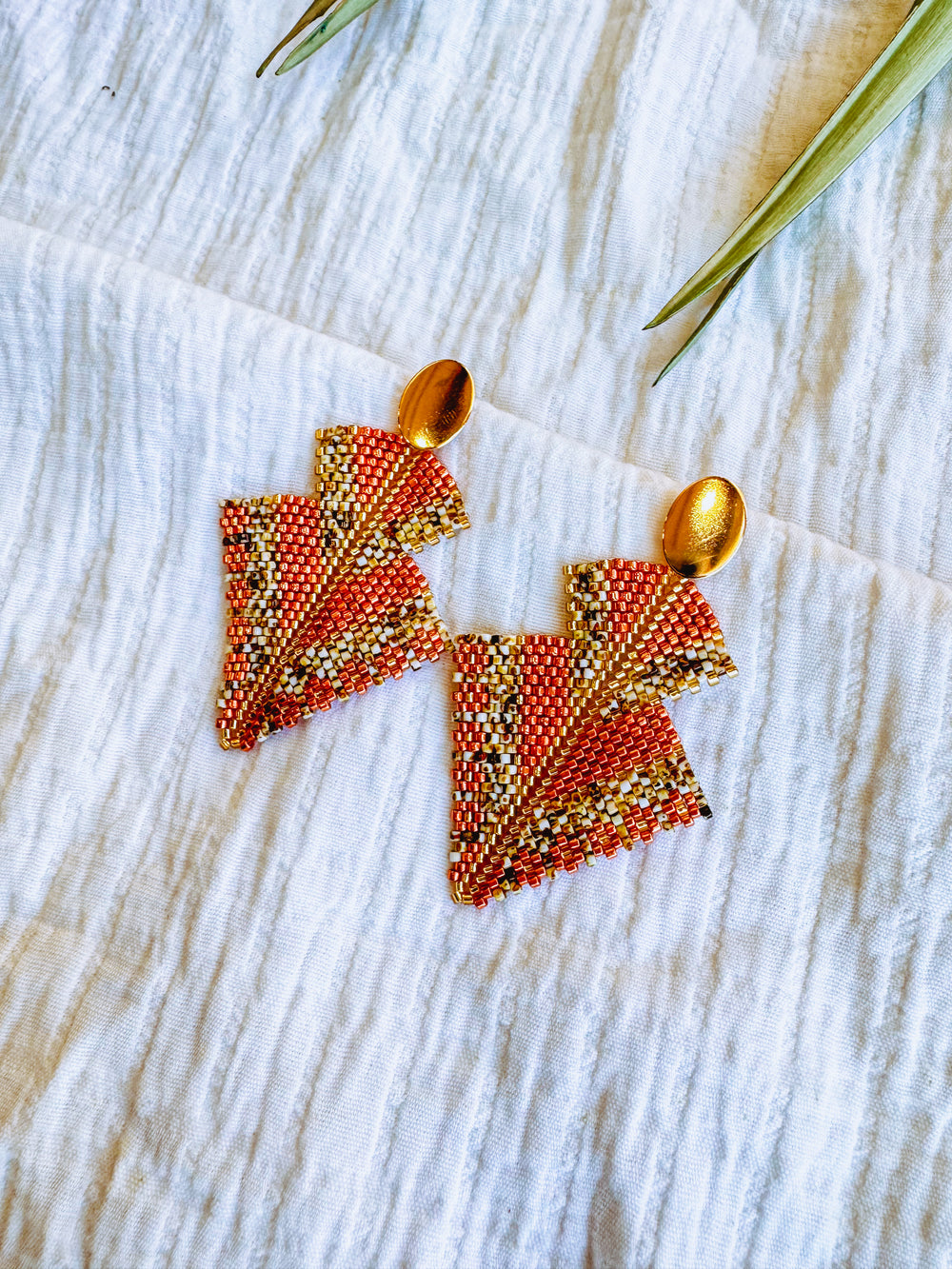 Danny Beaded Dangle Earrings Brown and Gold