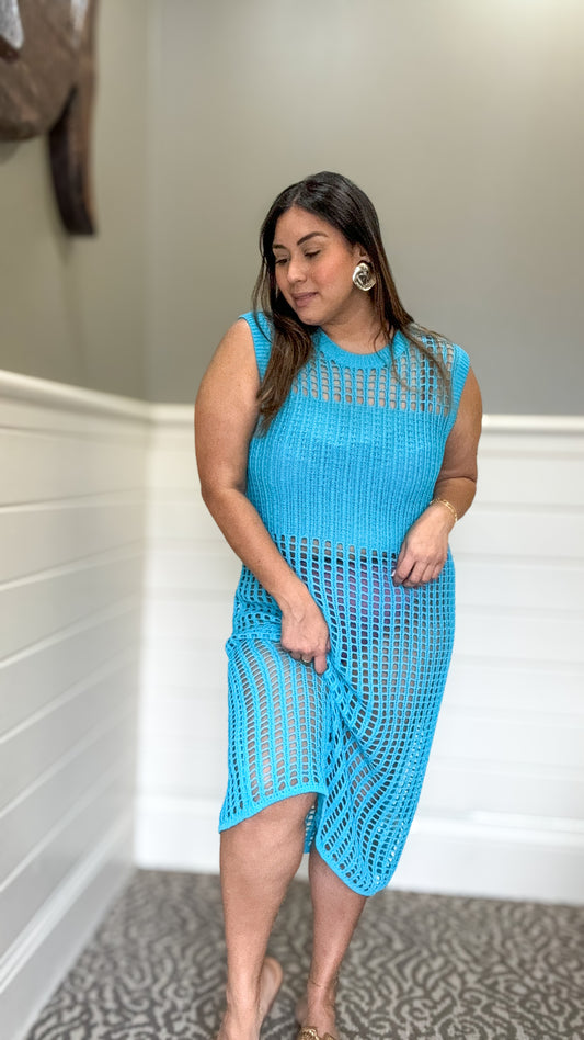Ria Crochet Dress Blue