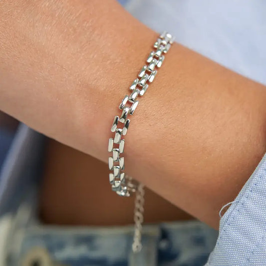 Angela Squared Chain Bracelet Silver