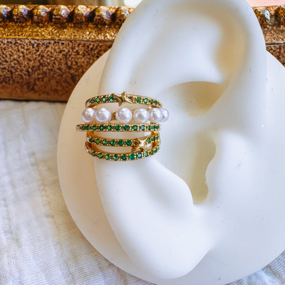 Ear cuff Earring with Pearls & Pave