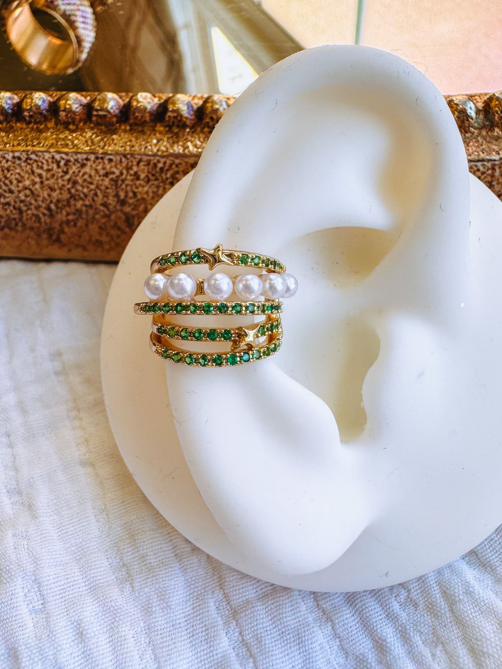 Ear cuff Earring with Pearls & Pave