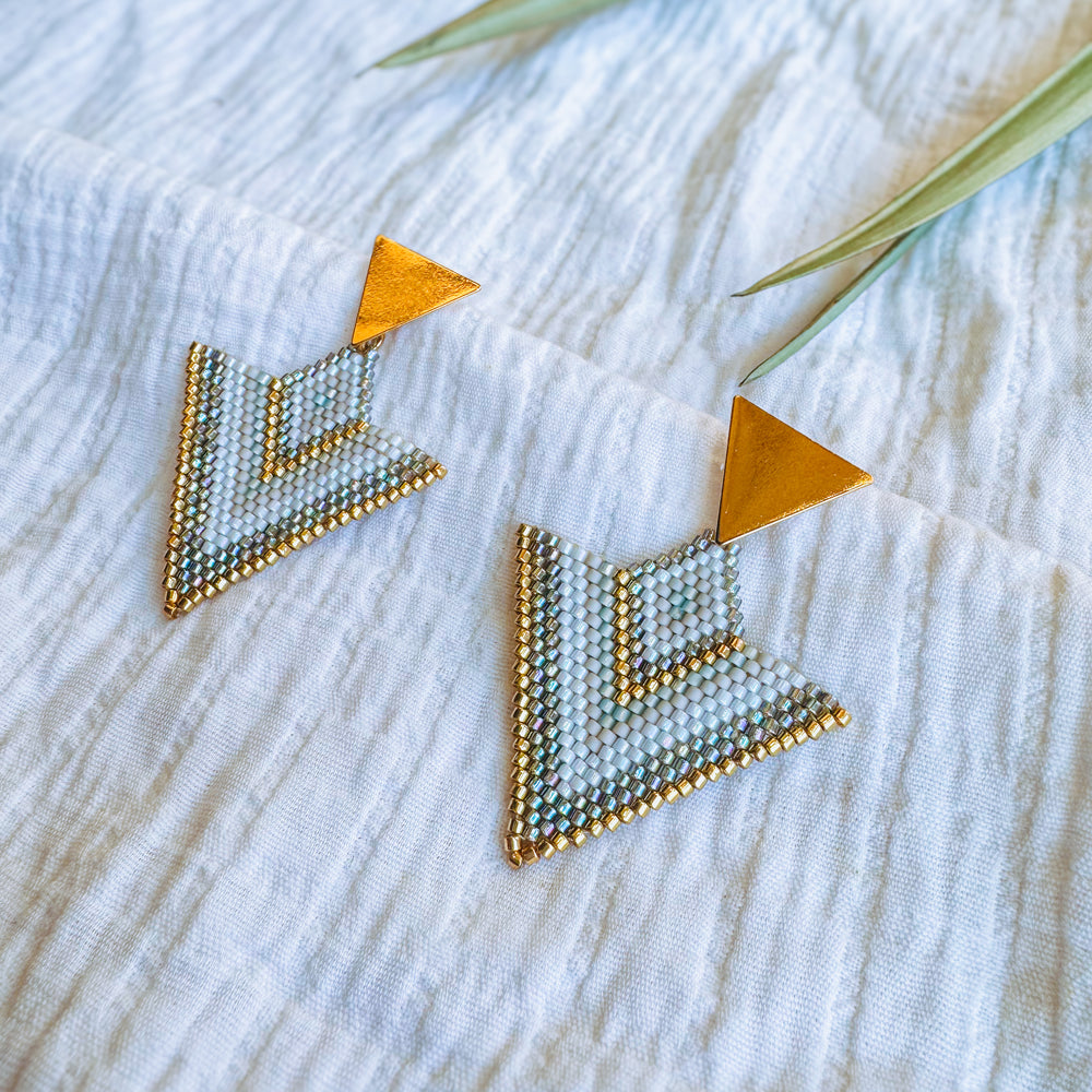 Beaded Gray Earrings