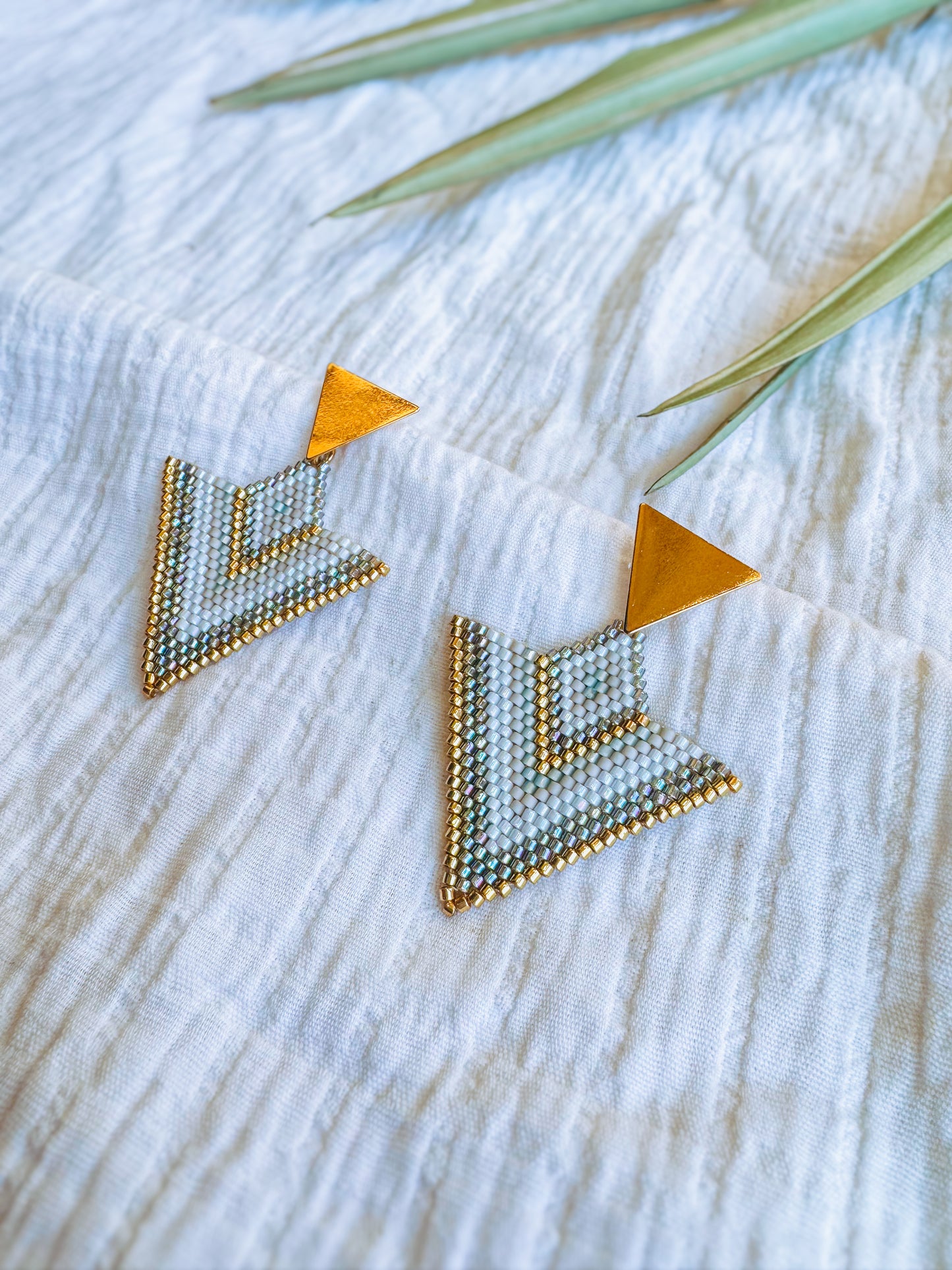 Beaded Gray Earrings