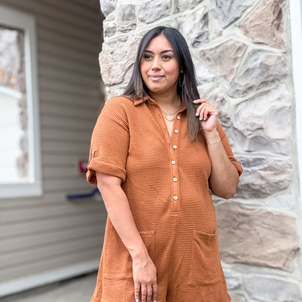 Waffle Brown Romper 