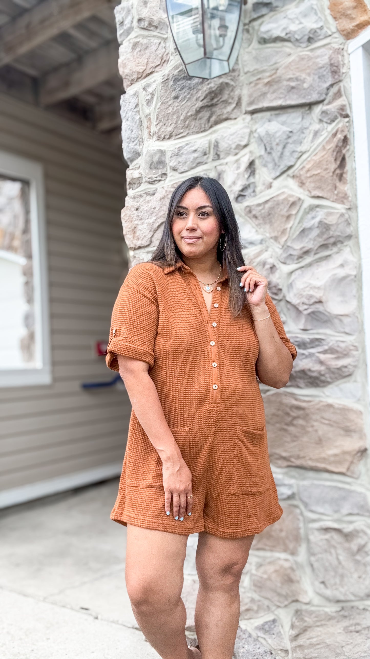 Waffle Brown Romper 