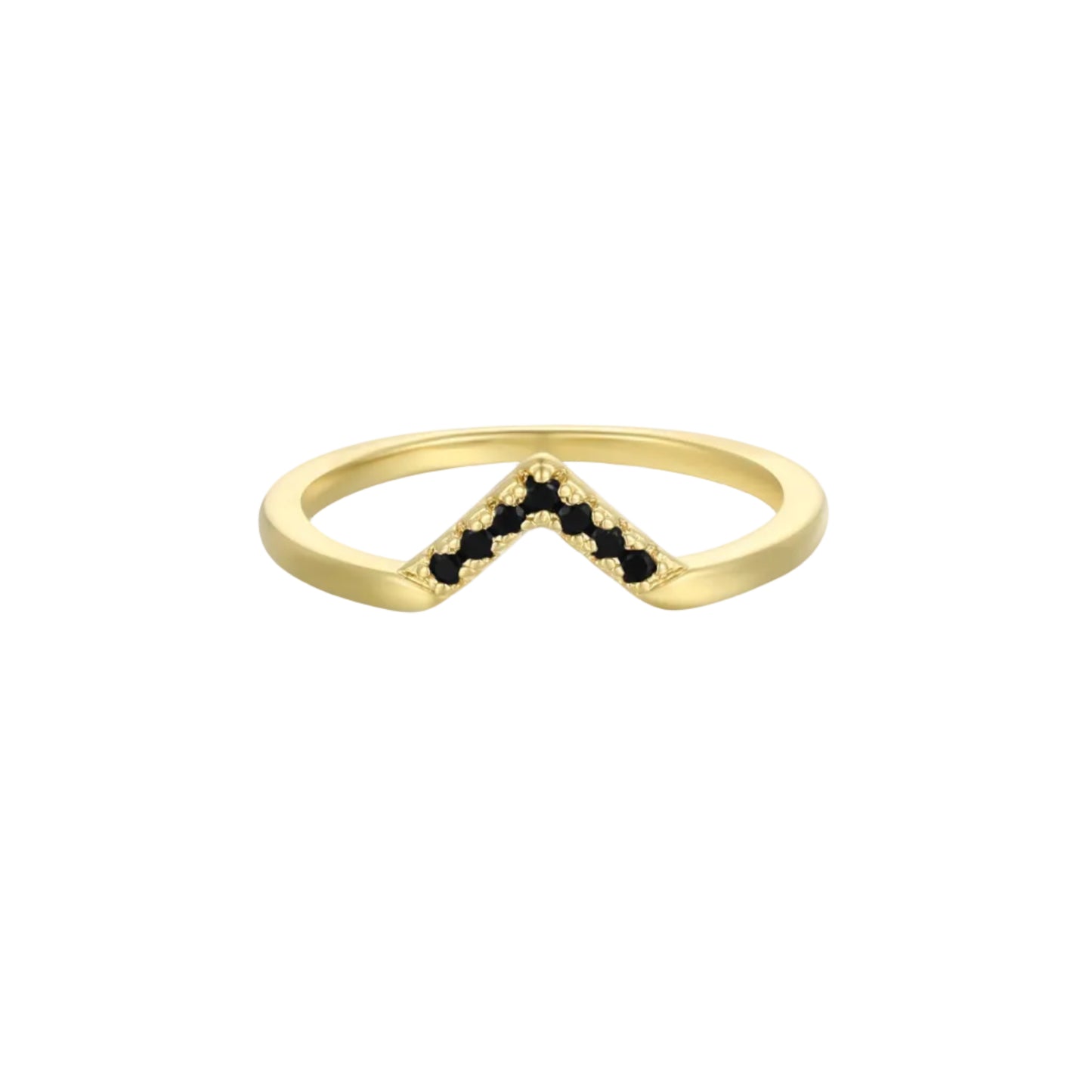 Black Lambda Gold Ring Gold ring with black stones on a background