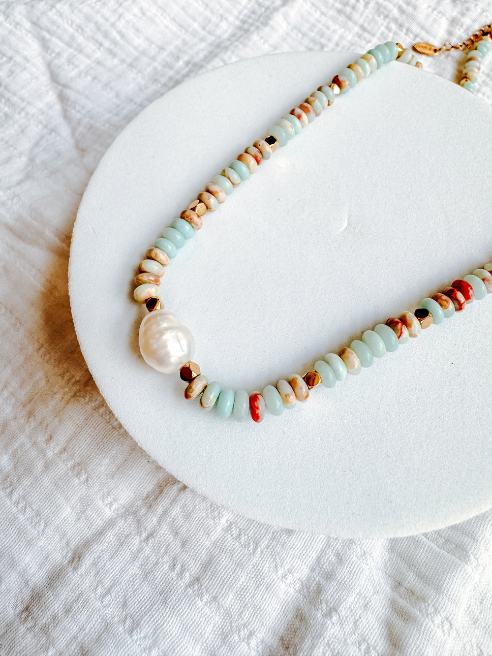 Piper Blue Necklace with a pearl