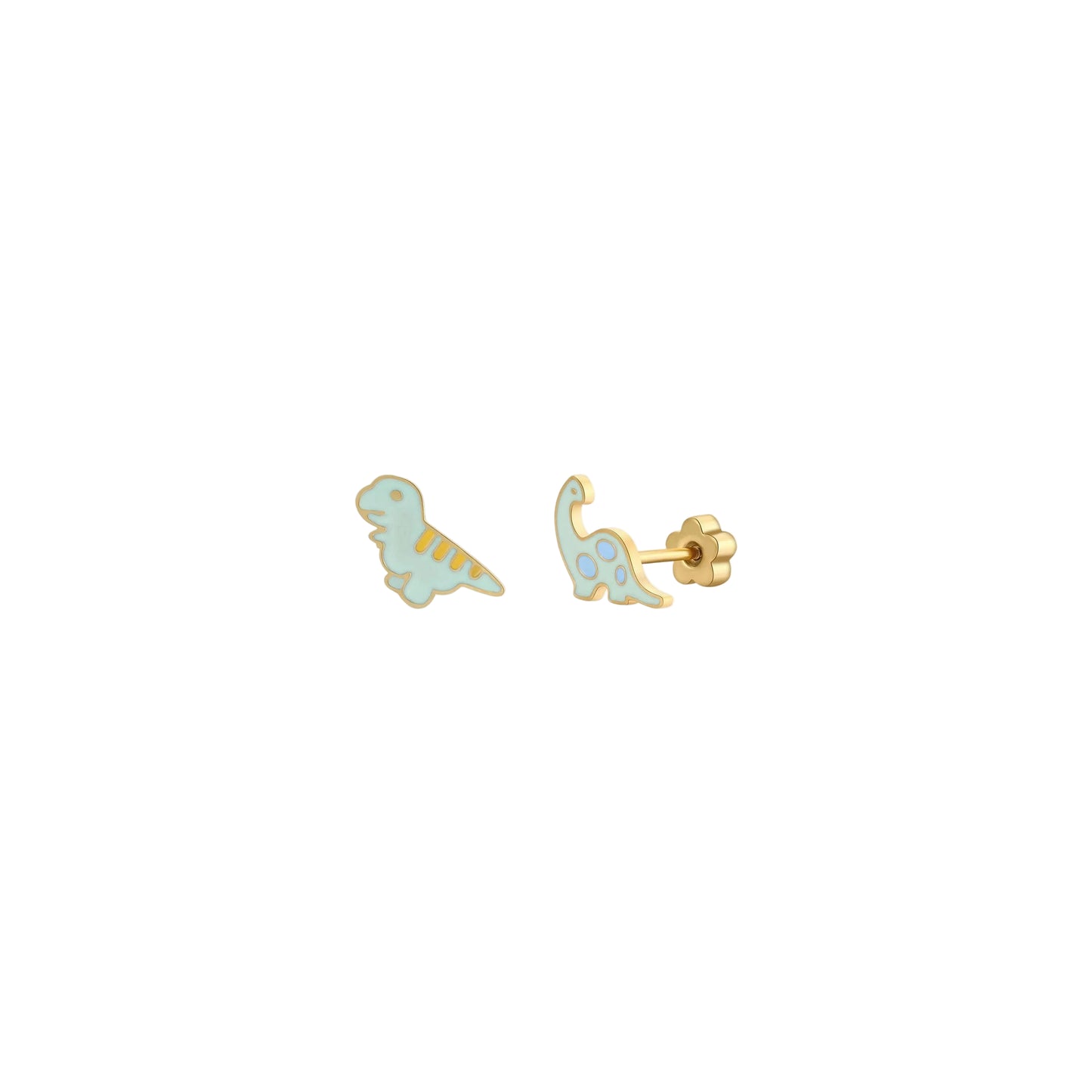 Dinosaur-shaped earrings on a white background - Dinosaur Flat Back Kids Earrings
