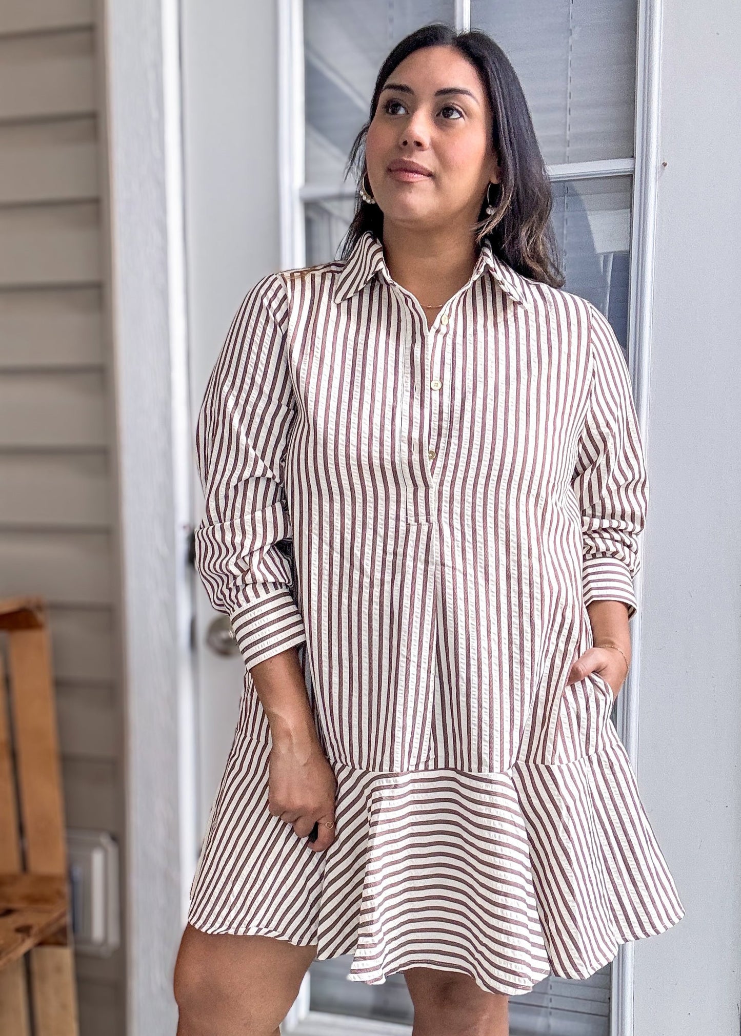 Size inclusive dress that will take you day to night. Our Fall favorite 