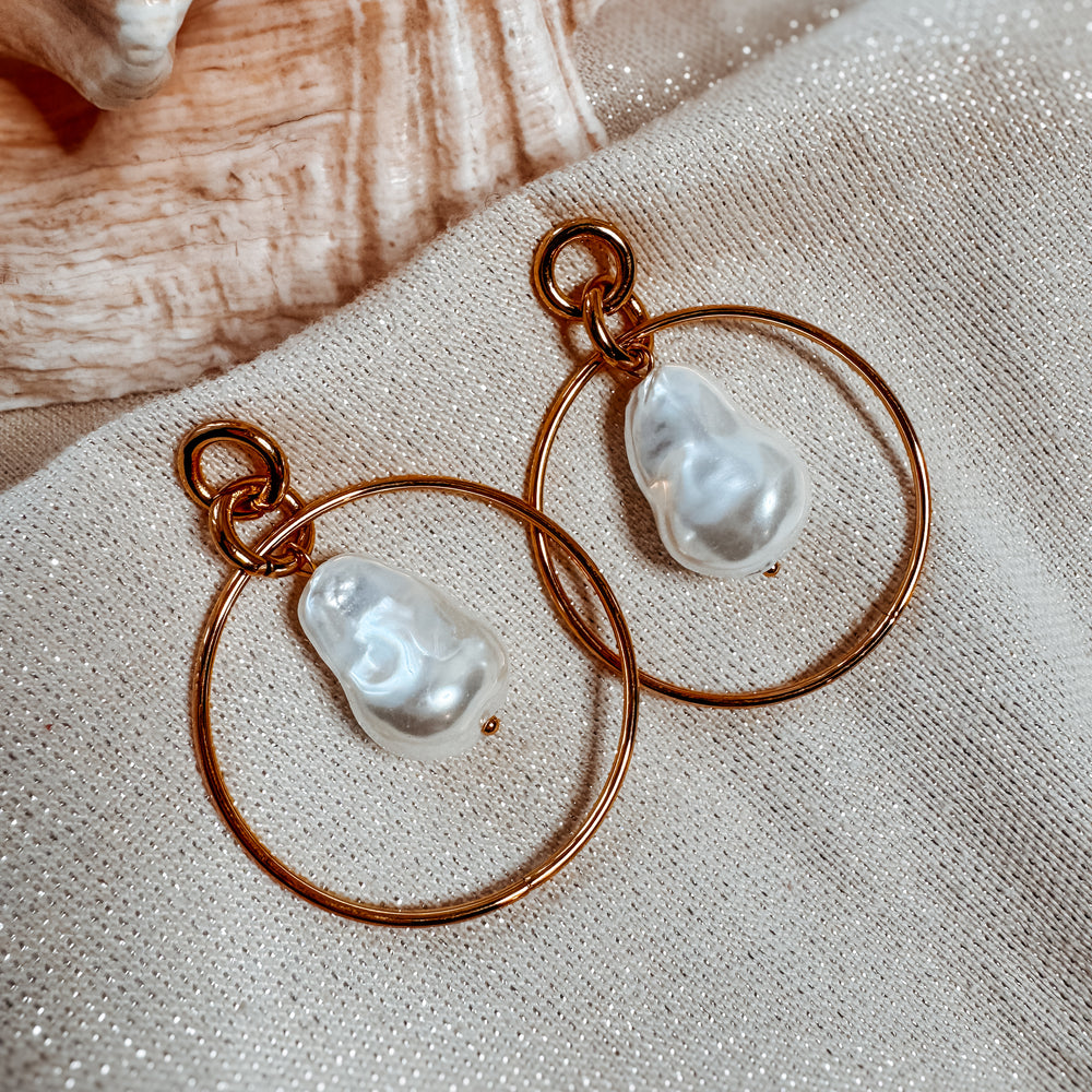 Moon Pearl Drop Earrings