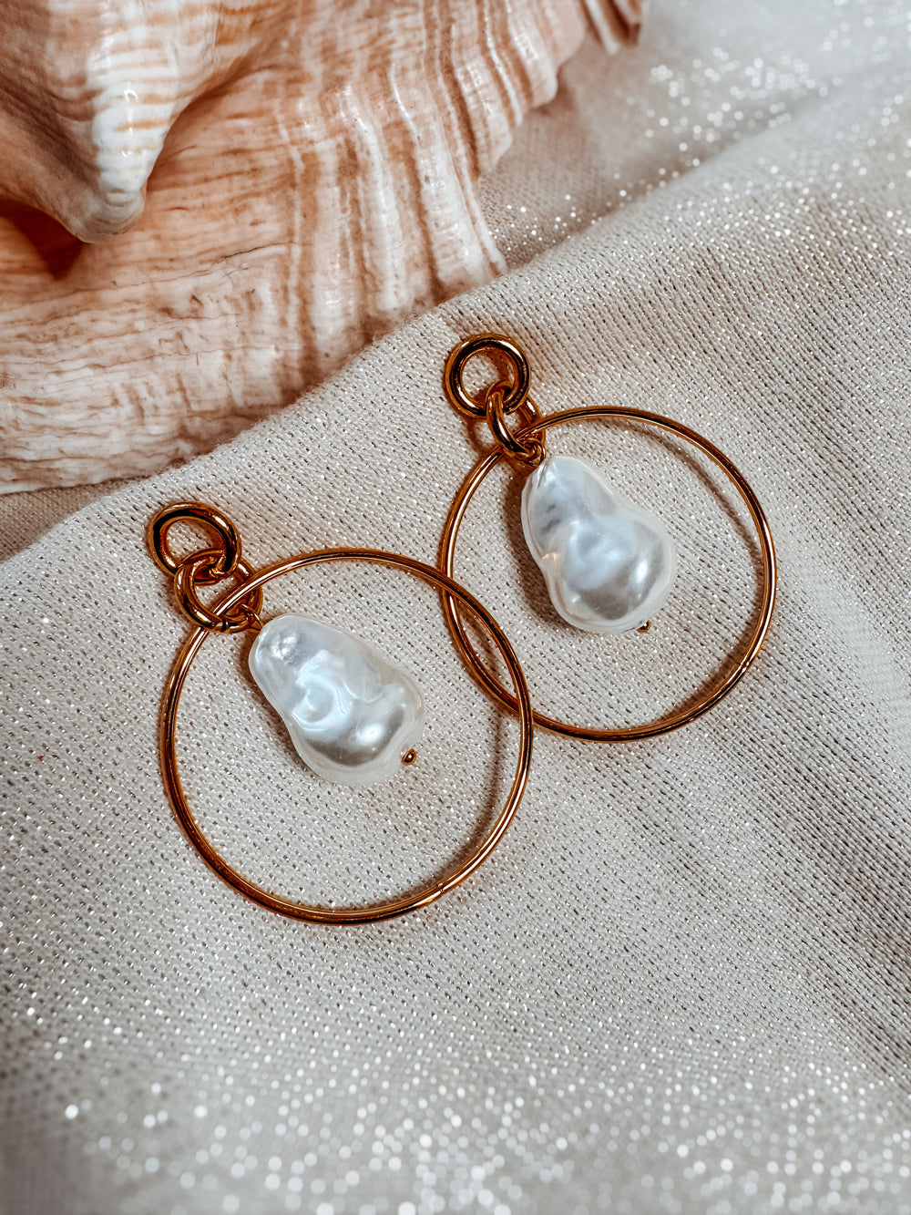 Moon Pearl Drop Earrings