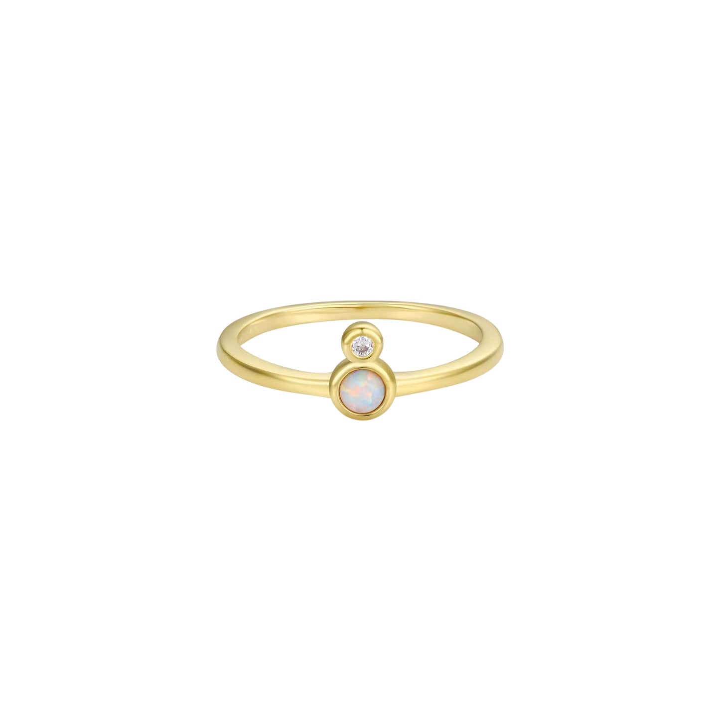 Gold Ring - Opal Gold ring with a small gemstone on a white background