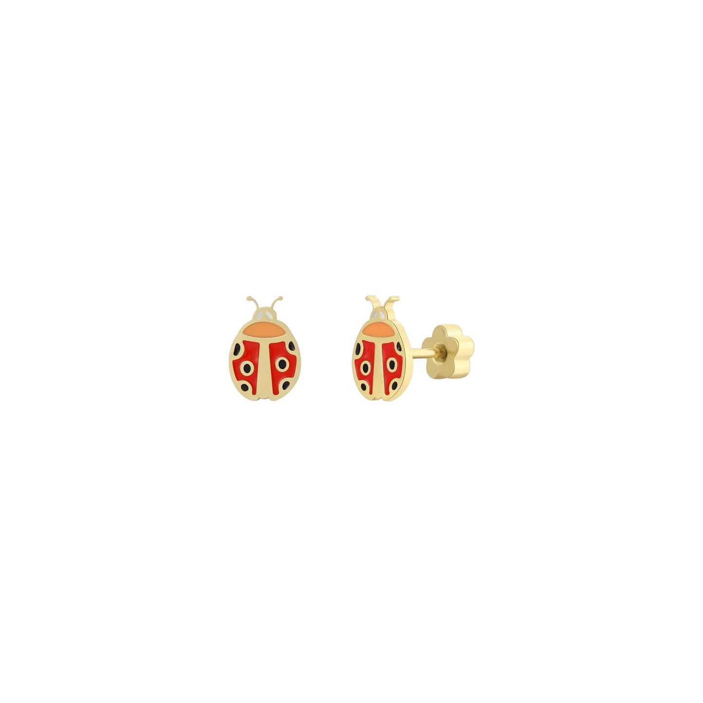 Ladybug Flat Back Kids Earrings on a white background
