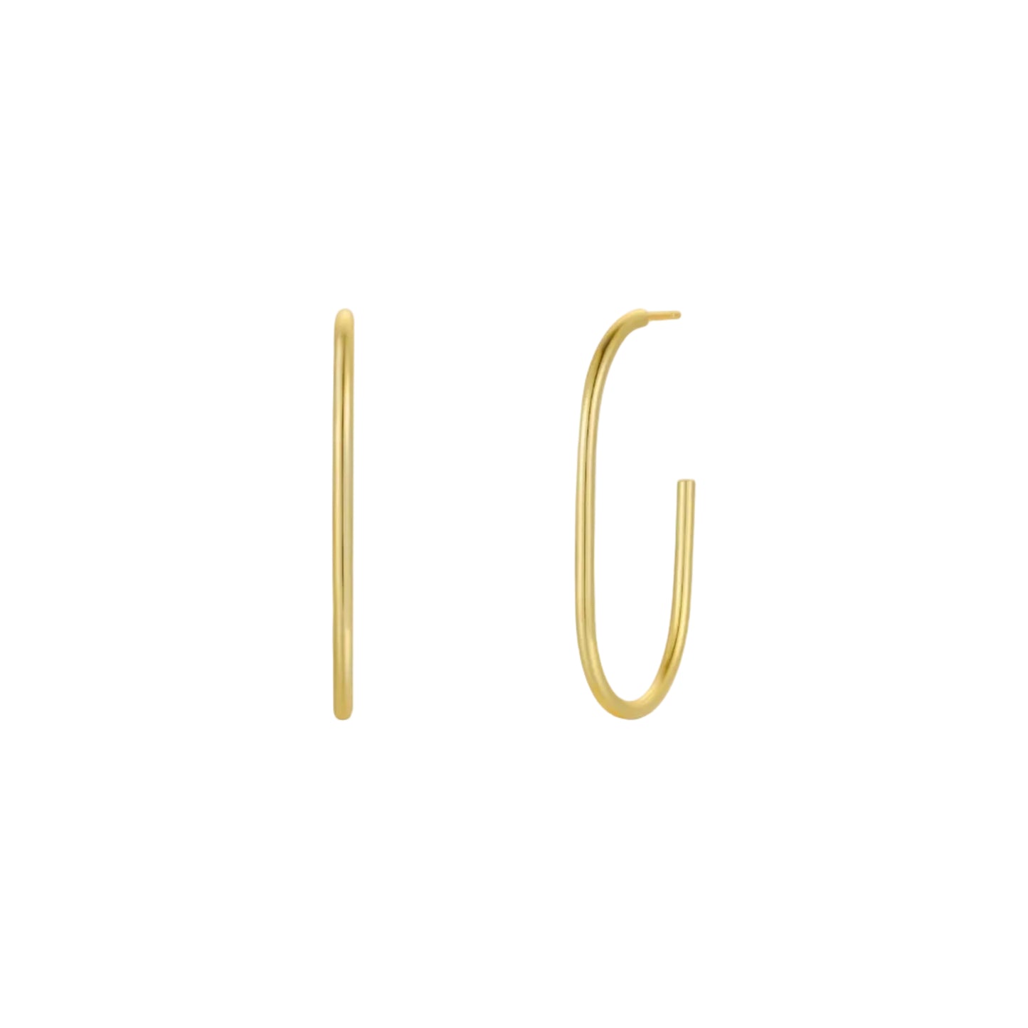 Large Gold Open Hoop Gold hoop earrings on a white background
