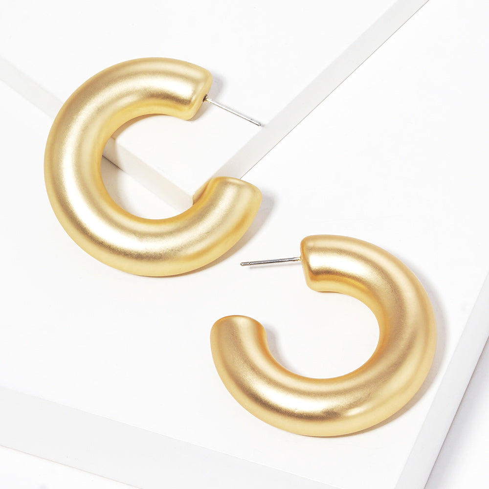 Matte Chunky Large Hoops Earrings