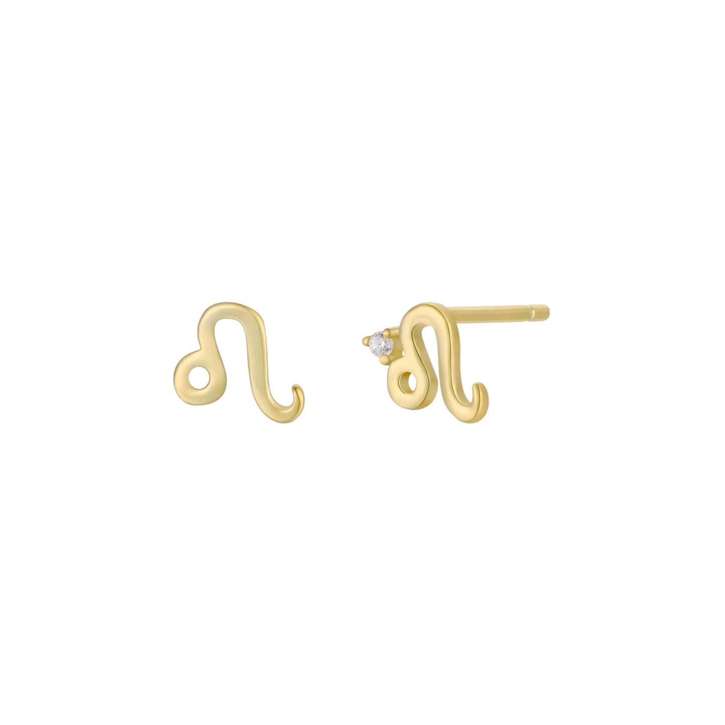Zodiac Gold Earrings - Leo Gold plated Leo lion head earrings on a white background