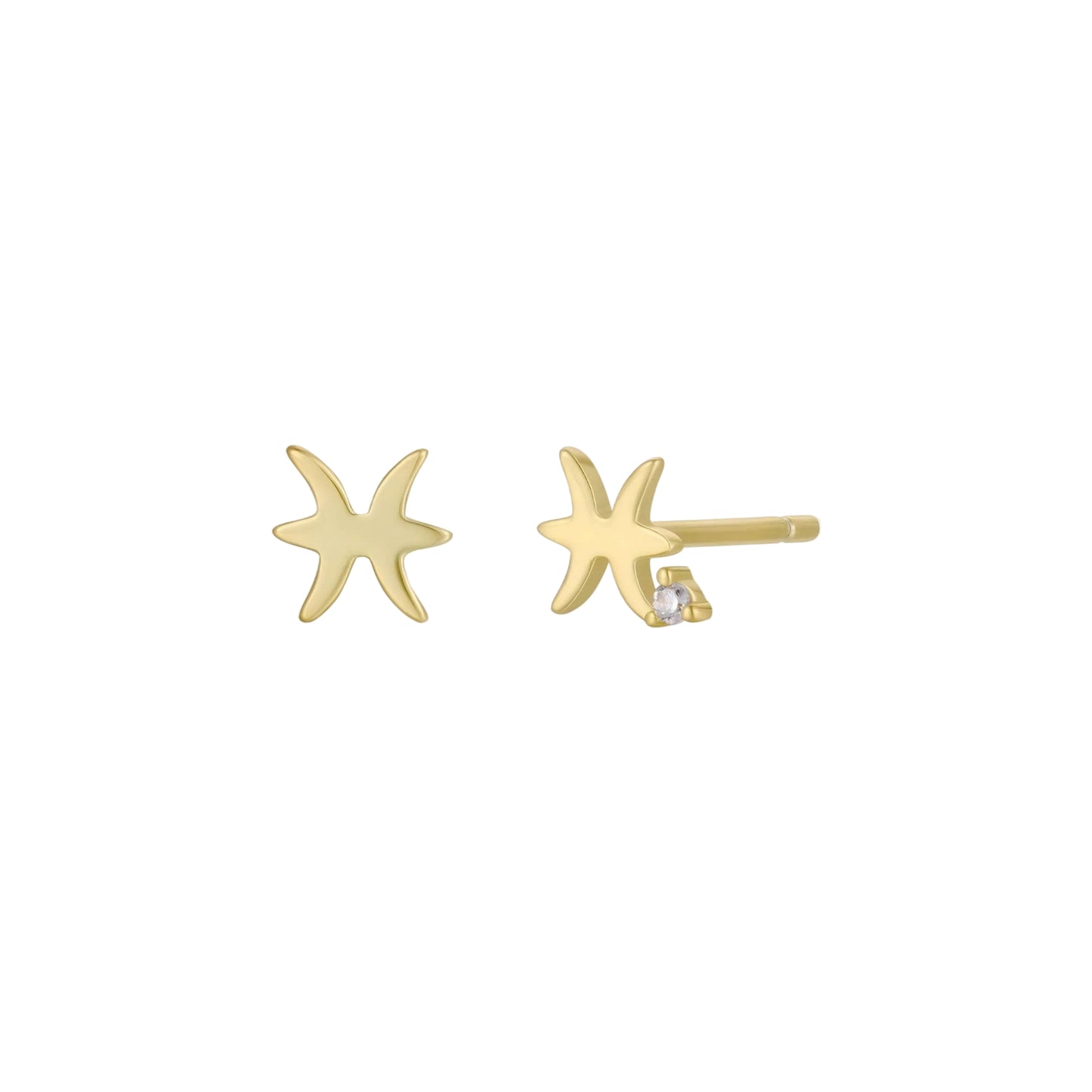 Zodiac Gold Earrings - Pisces Gold Pisces earrings on a background