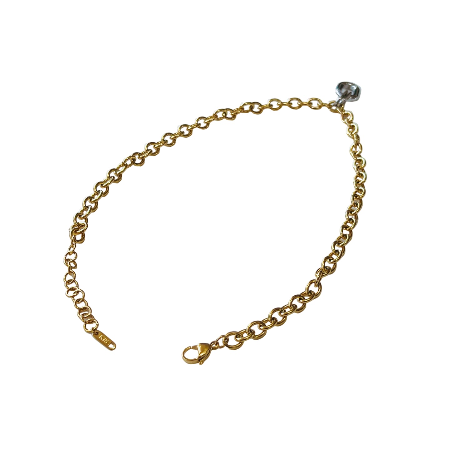 back of Gold chain Two Tone Chain Necklace with silver pendant on a light background showing clasp open