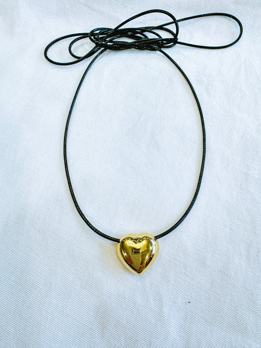 Ava Heart Necklace long Gold