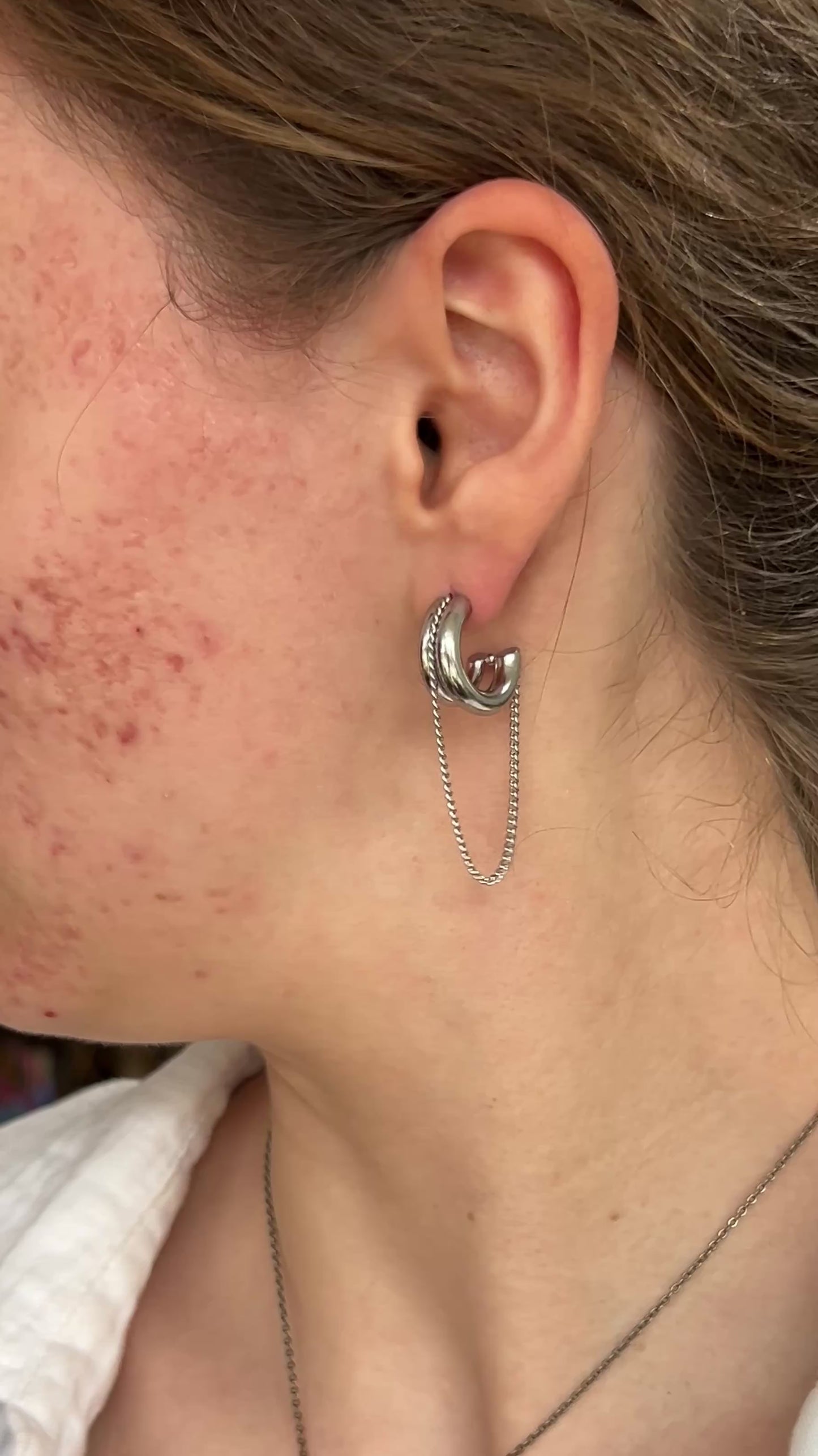 Silver Chain Hoop Earrings