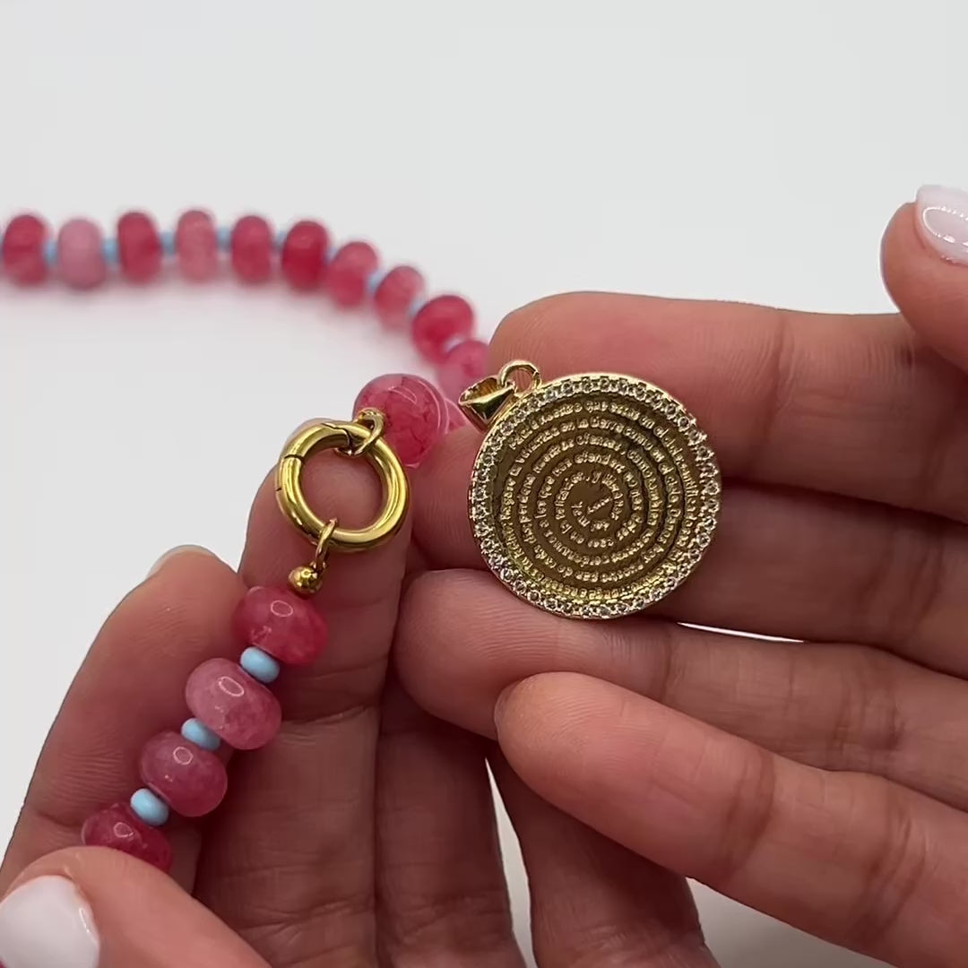 Rose Prayer Charm Bubble Necklace