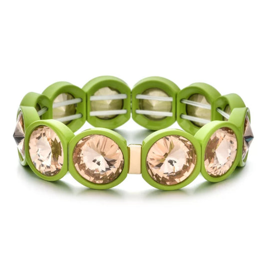 Isabel Elastic Band Bracelets Green and Clear